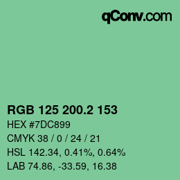 カラーコード: RGB 125 200.2 153 | qconv.com