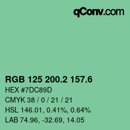 カラーコード: RGB 125 200.2 157.6 | qconv.com