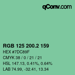 カラーコード: RGB 125 200.2 159 | qconv.com