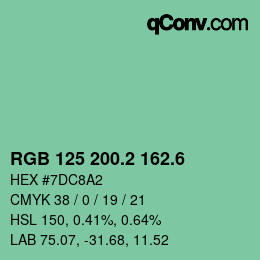 カラーコード: RGB 125 200.2 162.6 | qconv.com