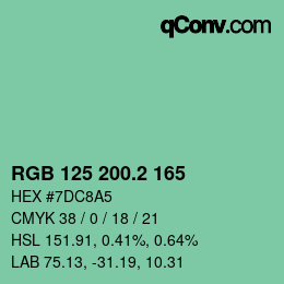 カラーコード: RGB 125 200.2 165 | qconv.com