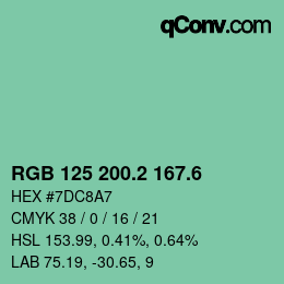 カラーコード: RGB 125 200.2 167.6 | qconv.com