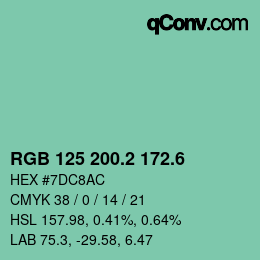 カラーコード: RGB 125 200.2 172.6 | qconv.com