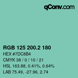カラーコード: RGB 125 200.2 180 | qconv.com