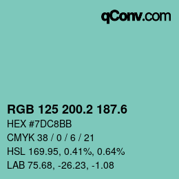 カラーコード: RGB 125 200.2 187.6 | qconv.com