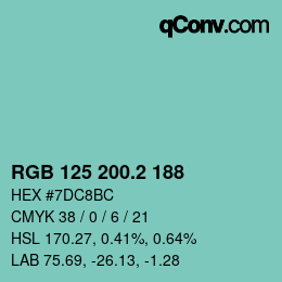 カラーコード: RGB 125 200.2 188 | qconv.com