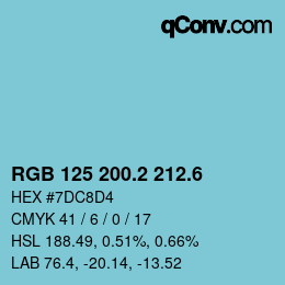 カラーコード: RGB 125 200.2 212.6 | qconv.com