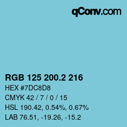 カラーコード: RGB 125 200.2 216 | qconv.com