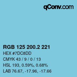 カラーコード: RGB 125 200.2 221 | qconv.com