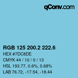 カラーコード: RGB 125 200.2 222.6 | qconv.com