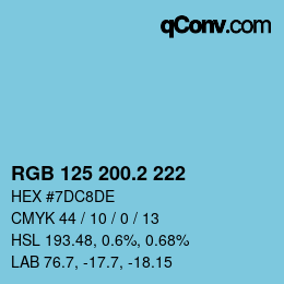 カラーコード: RGB 125 200.2 222 | qconv.com