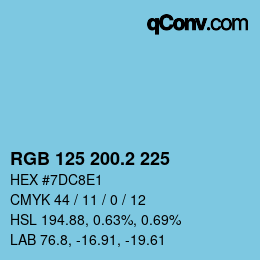 カラーコード: RGB 125 200.2 225 | qconv.com