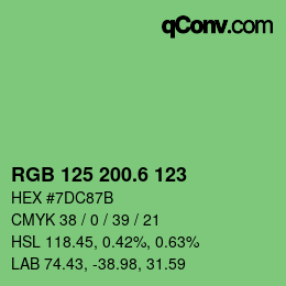 カラーコード: RGB 125 200.6 123 | qconv.com