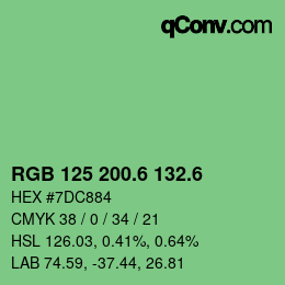 カラーコード: RGB 125 200.6 132.6 | qconv.com