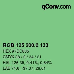 カラーコード: RGB 125 200.6 133 | qconv.com