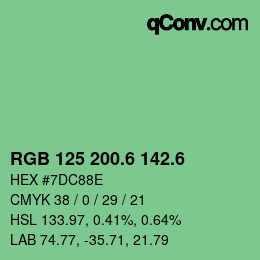カラーコード: RGB 125 200.6 142.6 | qconv.com