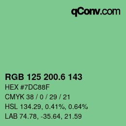 カラーコード: RGB 125 200.6 143 | qconv.com