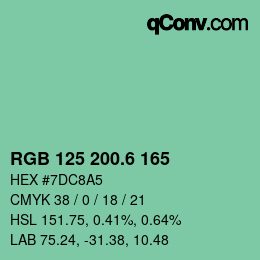 カラーコード: RGB 125 200.6 165 | qconv.com