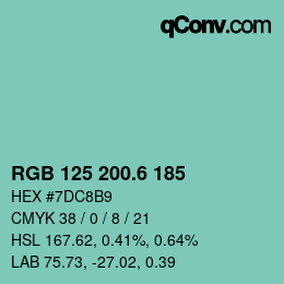 カラーコード: RGB 125 200.6 185 | qconv.com