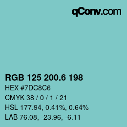 カラーコード: RGB 125 200.6 198 | qconv.com