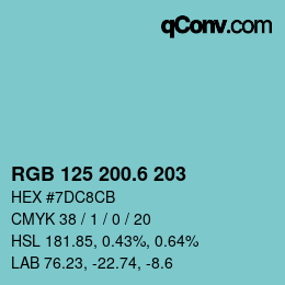 カラーコード: RGB 125 200.6 203 | qconv.com