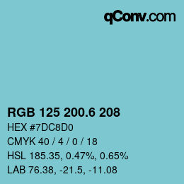 カラーコード: RGB 125 200.6 208 | qconv.com