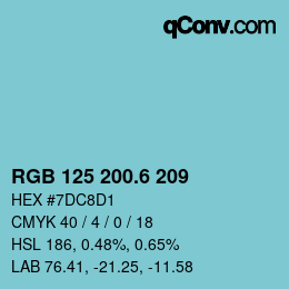 カラーコード: RGB 125 200.6 209 | qconv.com