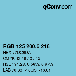 カラーコード: RGB 125 200.6 218 | qconv.com