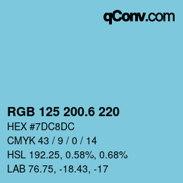 カラーコード: RGB 125 200.6 220 | qconv.com