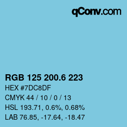 カラーコード: RGB 125 200.6 223 | qconv.com