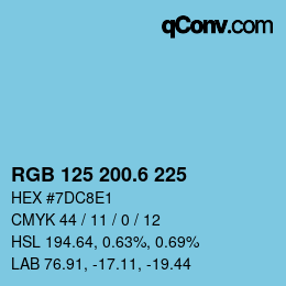 カラーコード: RGB 125 200.6 225 | qconv.com