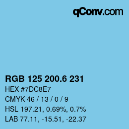 カラーコード: RGB 125 200.6 231 | qconv.com