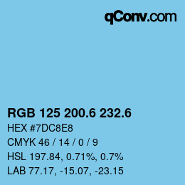 カラーコード: RGB 125 200.6 232.6 | qconv.com