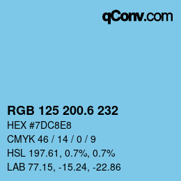 カラーコード: RGB 125 200.6 232 | qconv.com