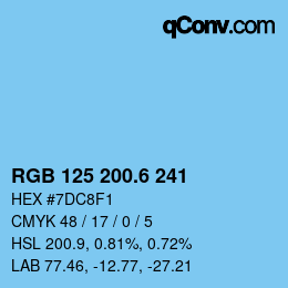 カラーコード: RGB 125 200.6 241 | qconv.com