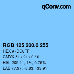 カラーコード: RGB 125 200.6 255 | qconv.com