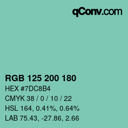 カラーコード: RGB 125 200 180 | qconv.com
