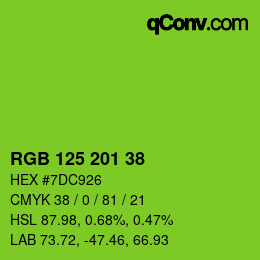 颜色代码: RGB 125 201 38 | qconv.com