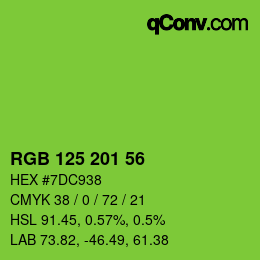 Color code: RGB 125 201 56 | qconv.com