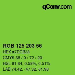 カラーコード: RGB 125 203 56 | qconv.com