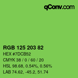 Color code: RGB 125 203 82 | qconv.com