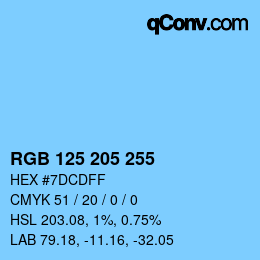 カラーコード: RGB 125 205 255 | qconv.com