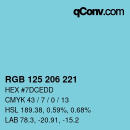 颜色代码: RGB 125 206 221 | qconv.com