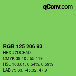Color code: RGB 125 206 93 | qconv.com
