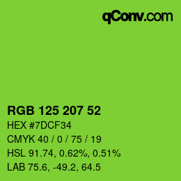 Color code: RGB 125 207 52 | qconv.com