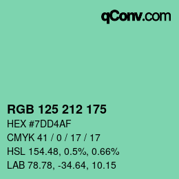 颜色代码: RGB 125 212 175 | qconv.com