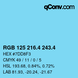 カラーコード: RGB 125 216.4 243.4 | qconv.com