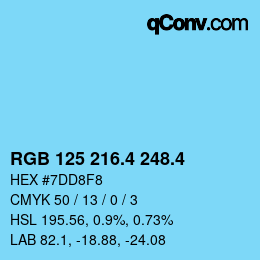 カラーコード: RGB 125 216.4 248.4 | qconv.com