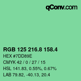カラーコード: RGB 125 216.8 158.4 | qconv.com