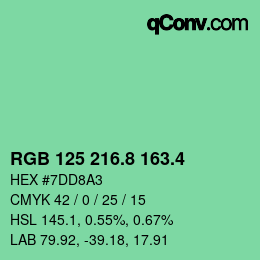 カラーコード: RGB 125 216.8 163.4 | qconv.com